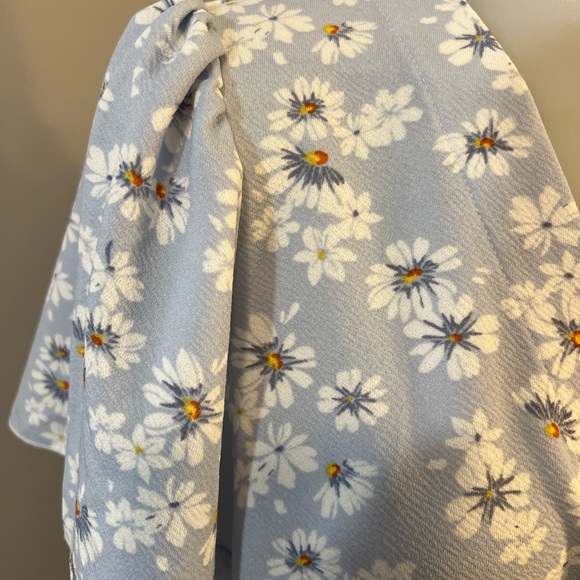 Blue Flutter Sleeve Wrap Midi Dress - Picture 11 of 14